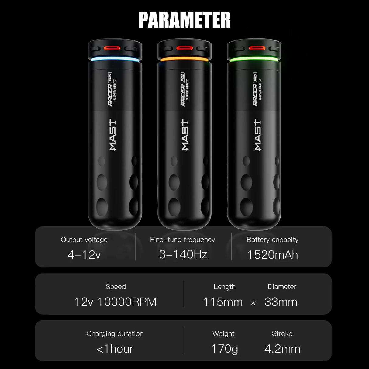 Mast Racer Pro Pink Belaidis Tatuiravimo Aparatas (4,2 mm eiga)