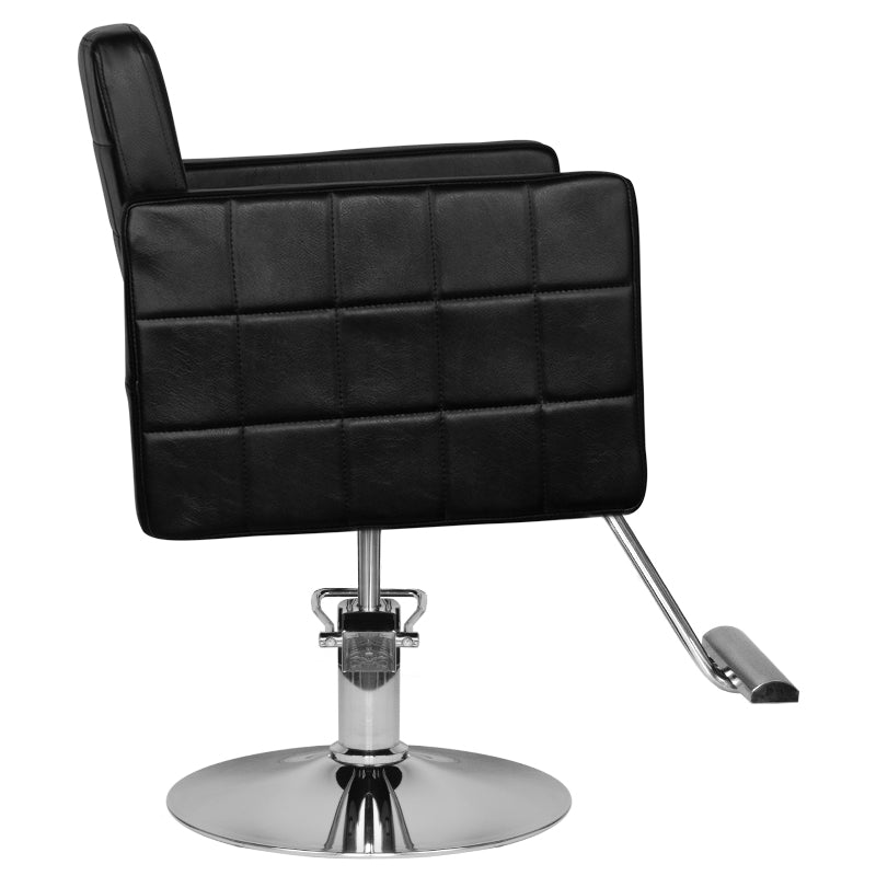 Black HAIR SYSTEM hairdressing chair HS33 with adjustable features and cushioned seat for salon styling and client comfort.