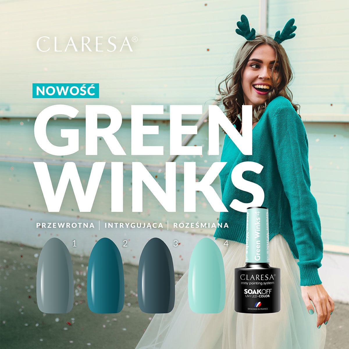 CLARESA hybrid polish GREEN WINKS 4 -5g - BVShop