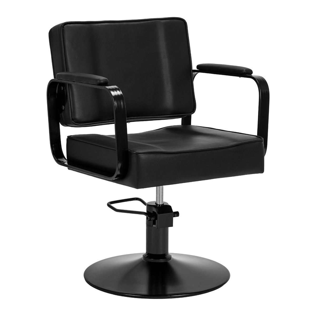Black Hairdressing Chair from Hair System Studio Noir with ergonomic design and adjustable height for salon use.