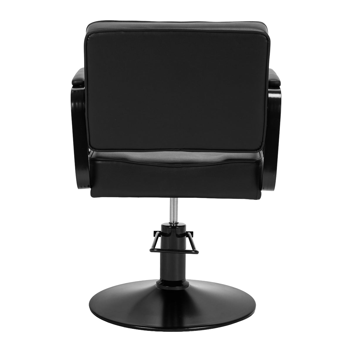 Black Hair System hairdressing chair with adjustable height and cushioned seat, suitable for salon studio use.