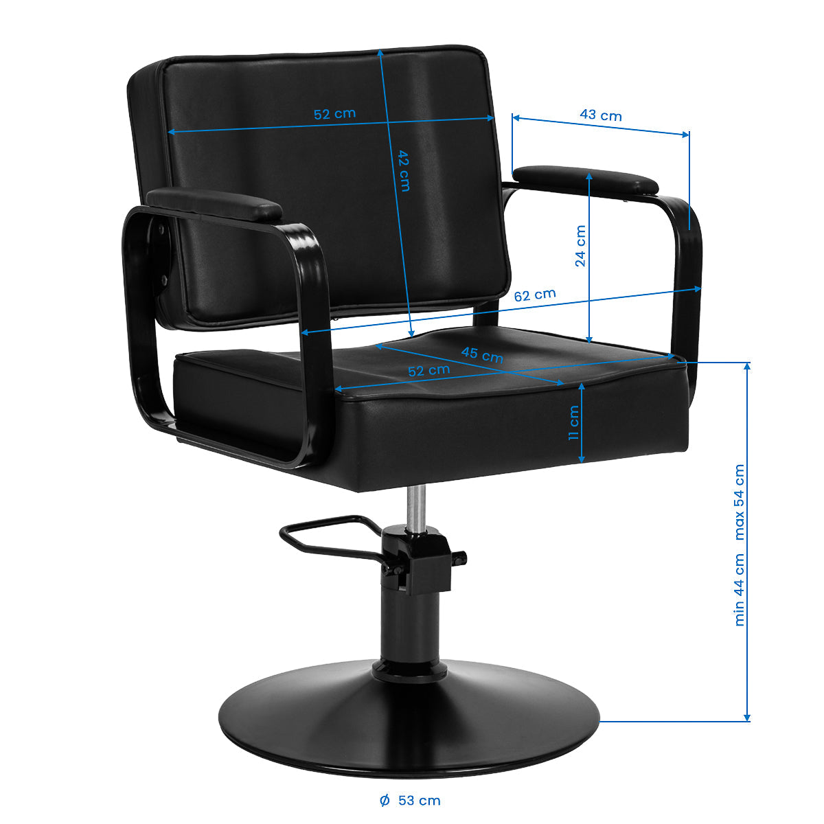 Hair System studio noir black hairdressing chair with padded seat and adjustable height for salon use