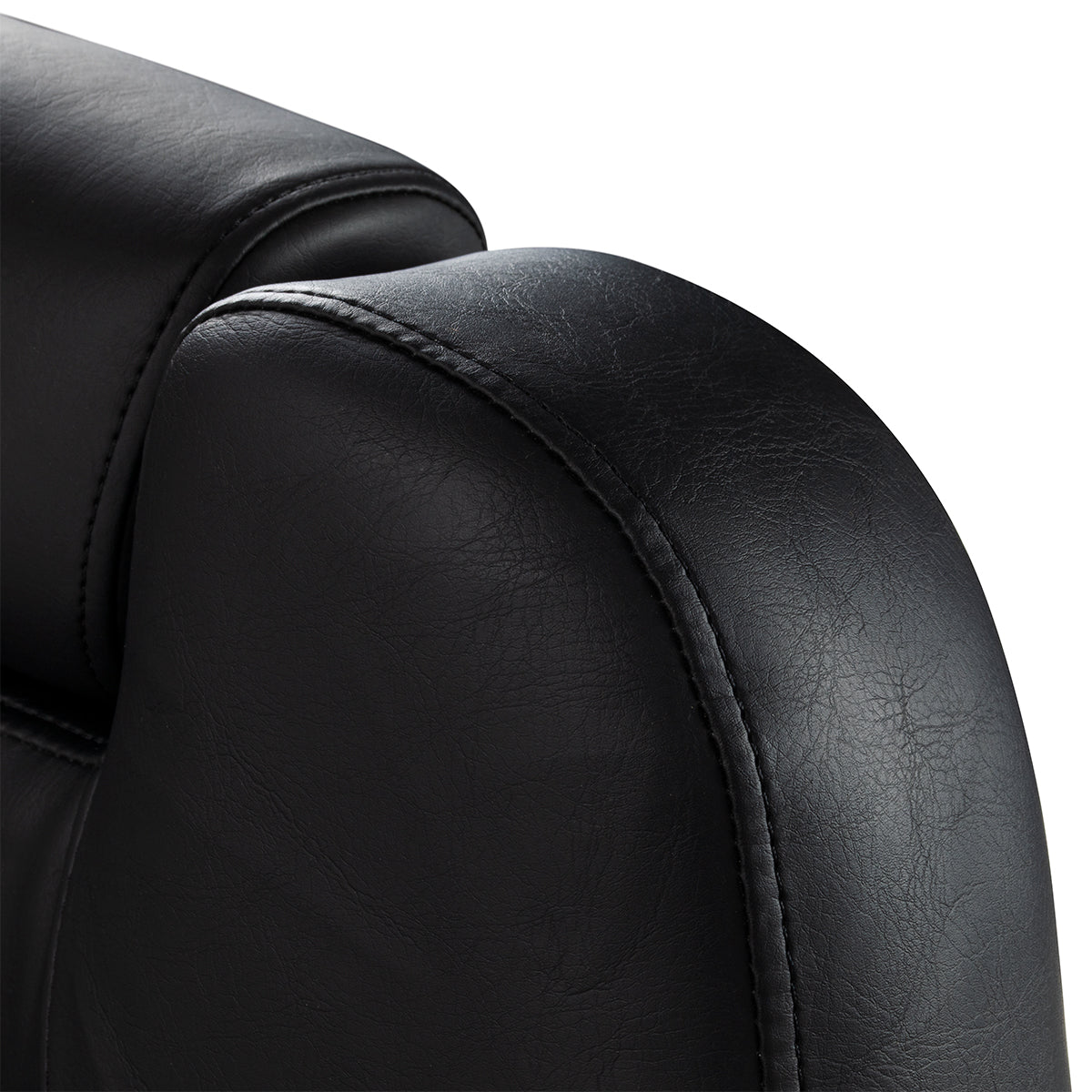 Black and gold HAIR SYSTEM barber chair from New York, featuring plush upholstery and sturdy barbershop furniture design.