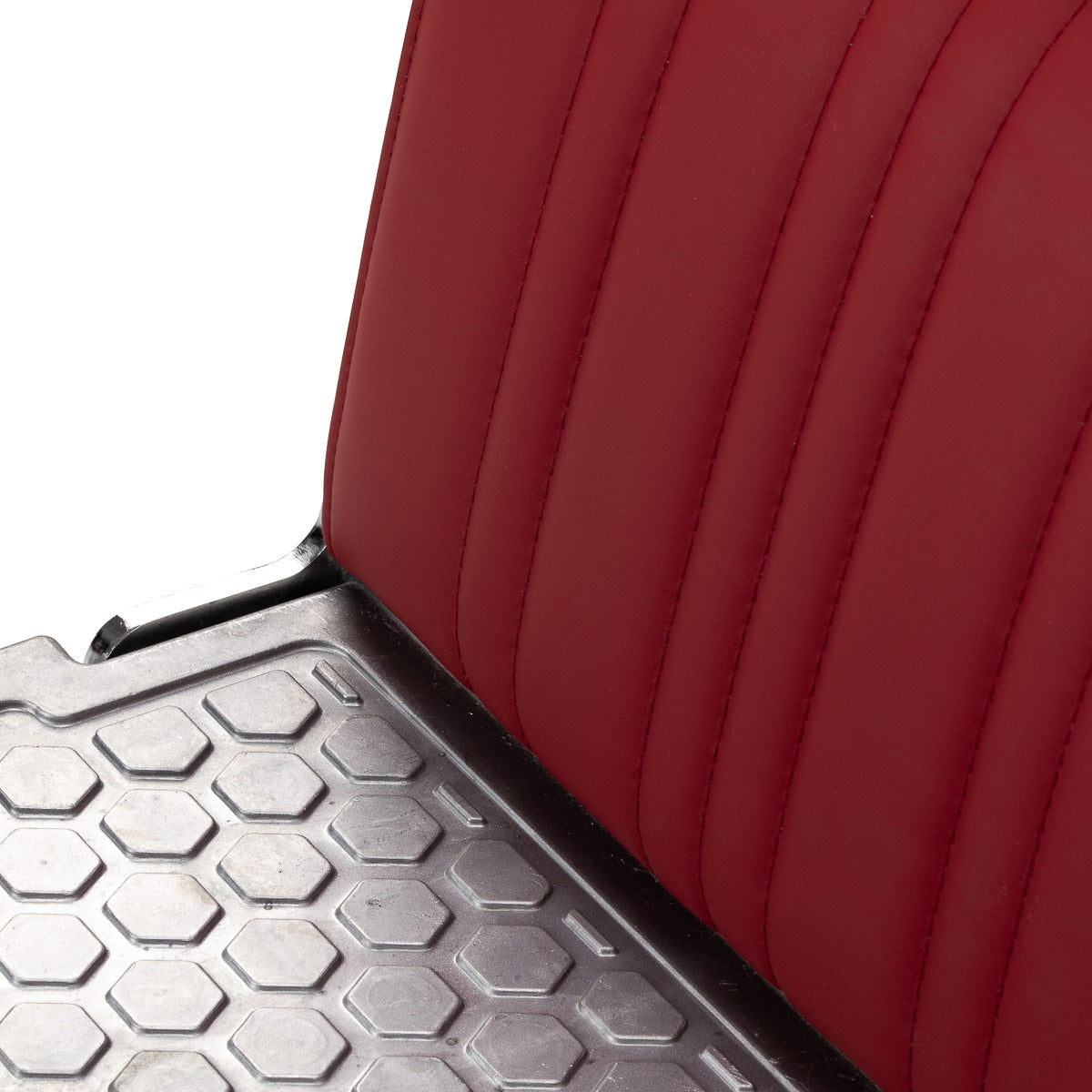 Red GABBIANO Elias barber chair with plush upholstery and chrome accents, designed for professional barbershops.