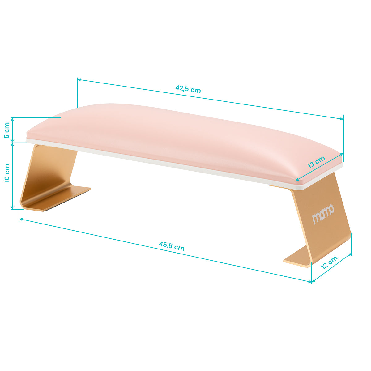 Pink Manicure Support Momo 7-M from MOMO, a beauty salon furniture piece with a cushioned surface for nail treatments.