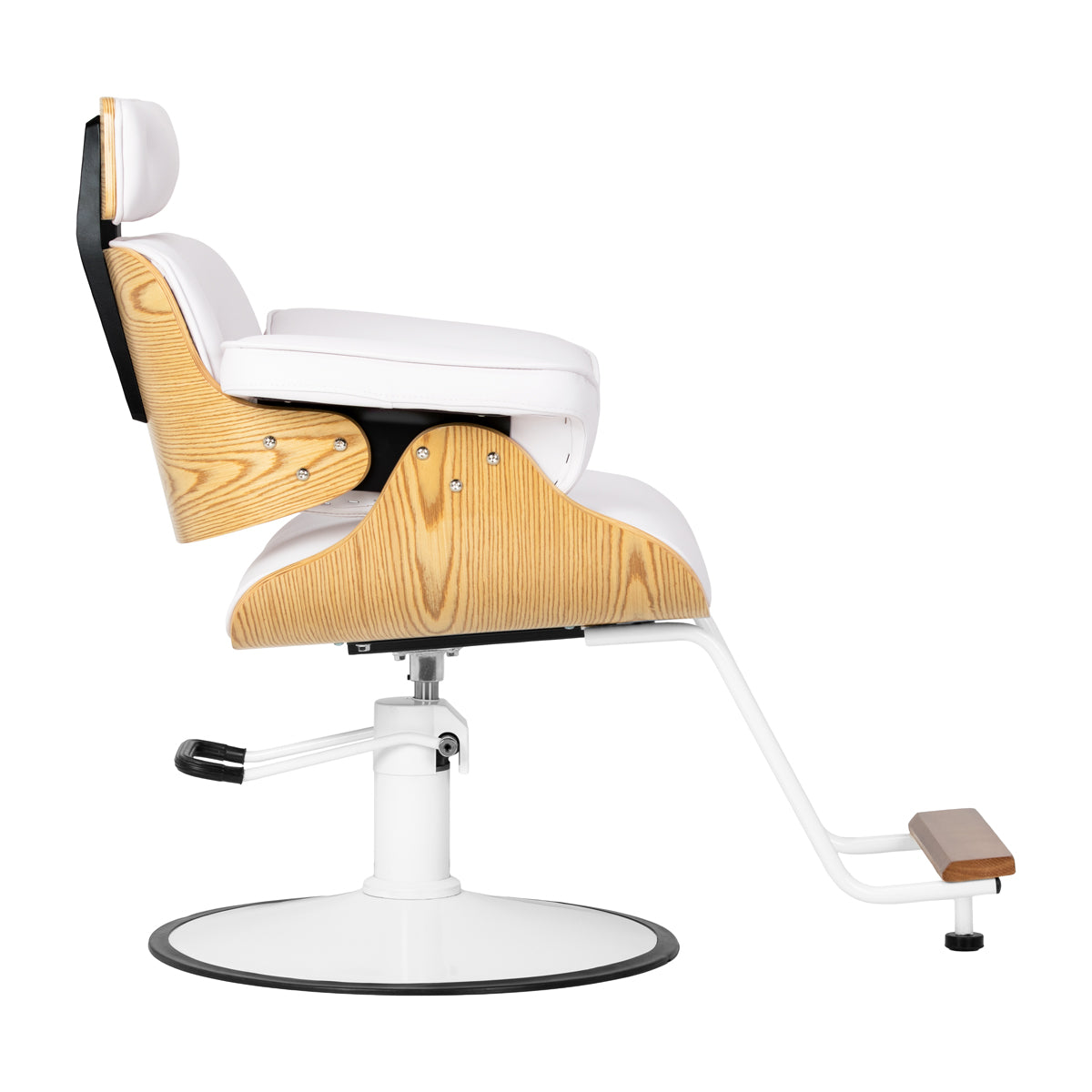 Gabbiano Florence salon chair with hydraulic lift and white upholstery