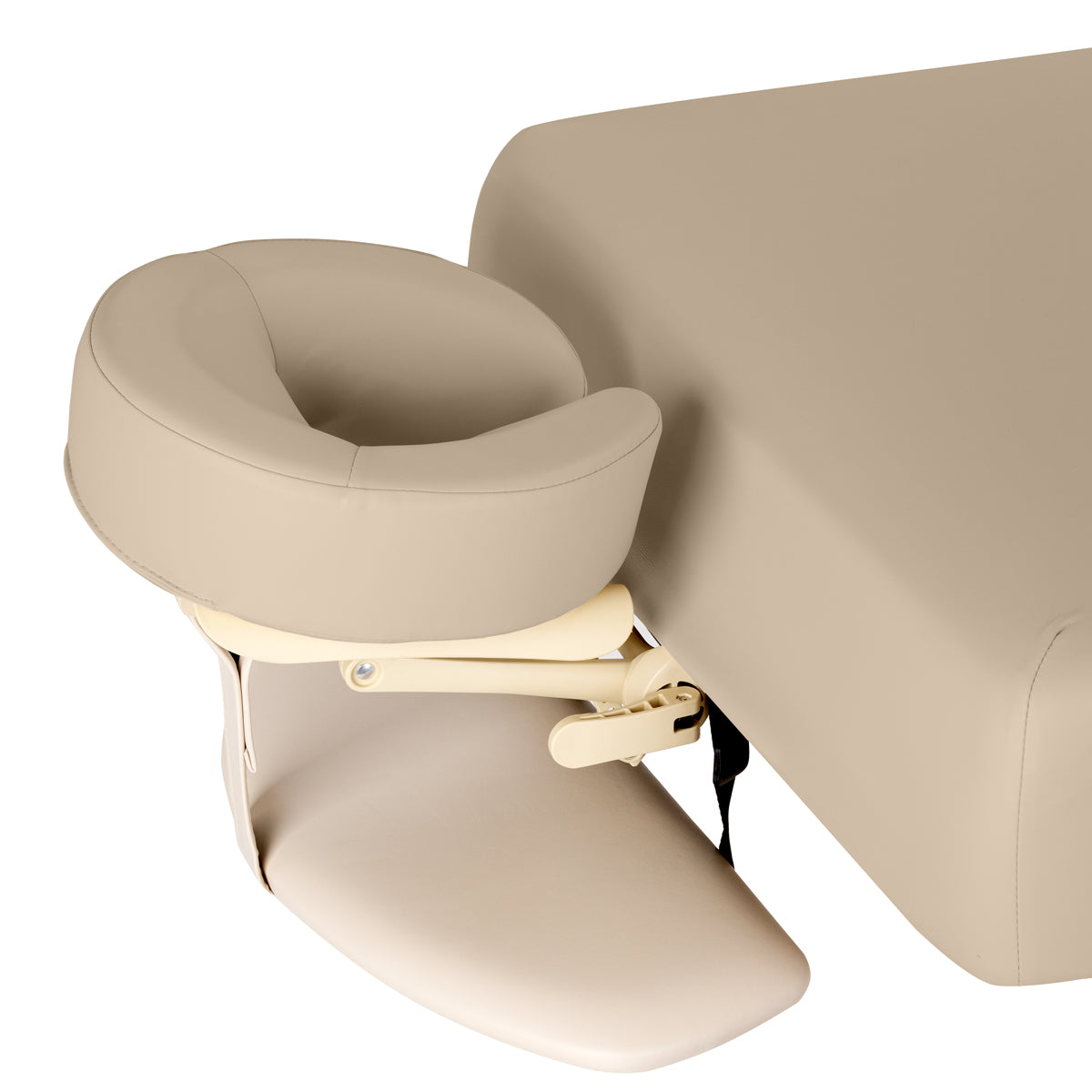 Sillon Siesta Elektrinis SPA Gultas – Smėlio Spalvos, Šviesiai Rudas Pagrindas · Žiedo formos galvos atrama