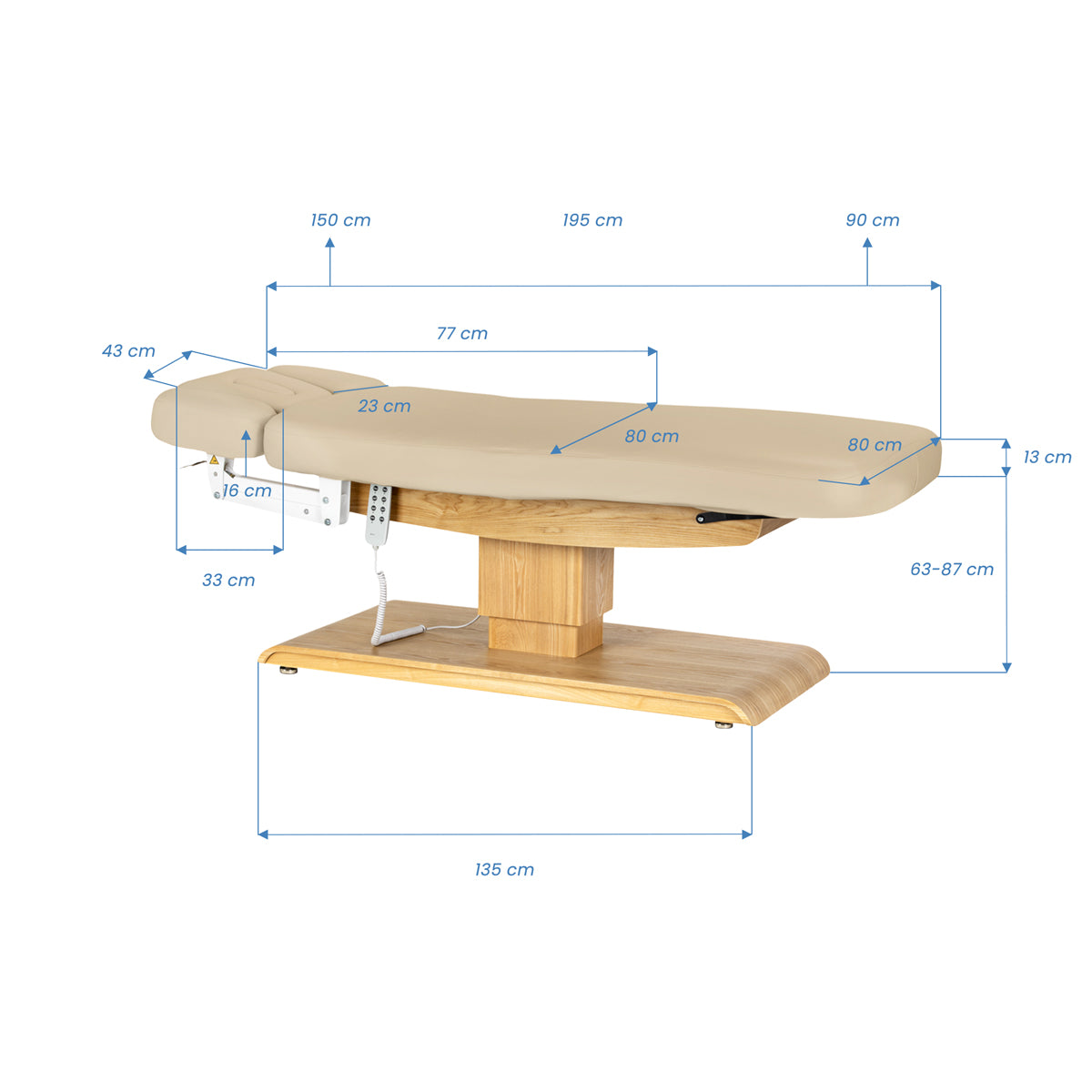 Sillon Relax · smėlio spalvos / šviesiai rudas · matmenų schema