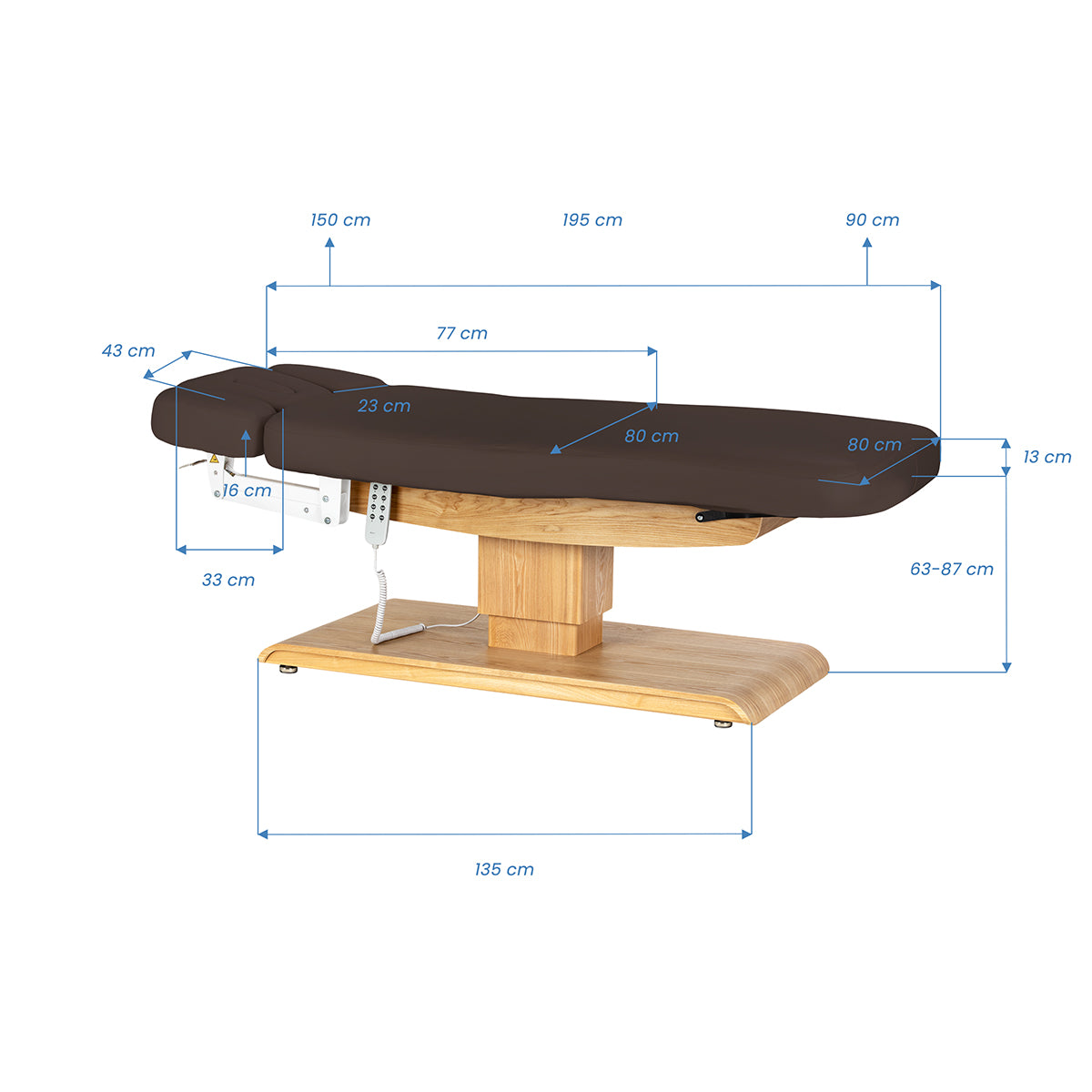 Sillon Relax · tamsiai rudas / šviesiai rudas · matmenų schema