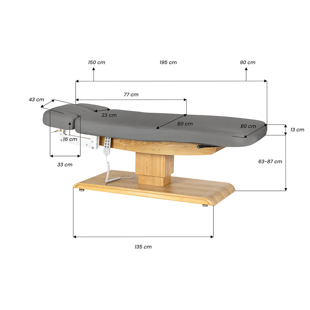Sillon Relax · pilkas / šviesiai rudas · matmenų schema