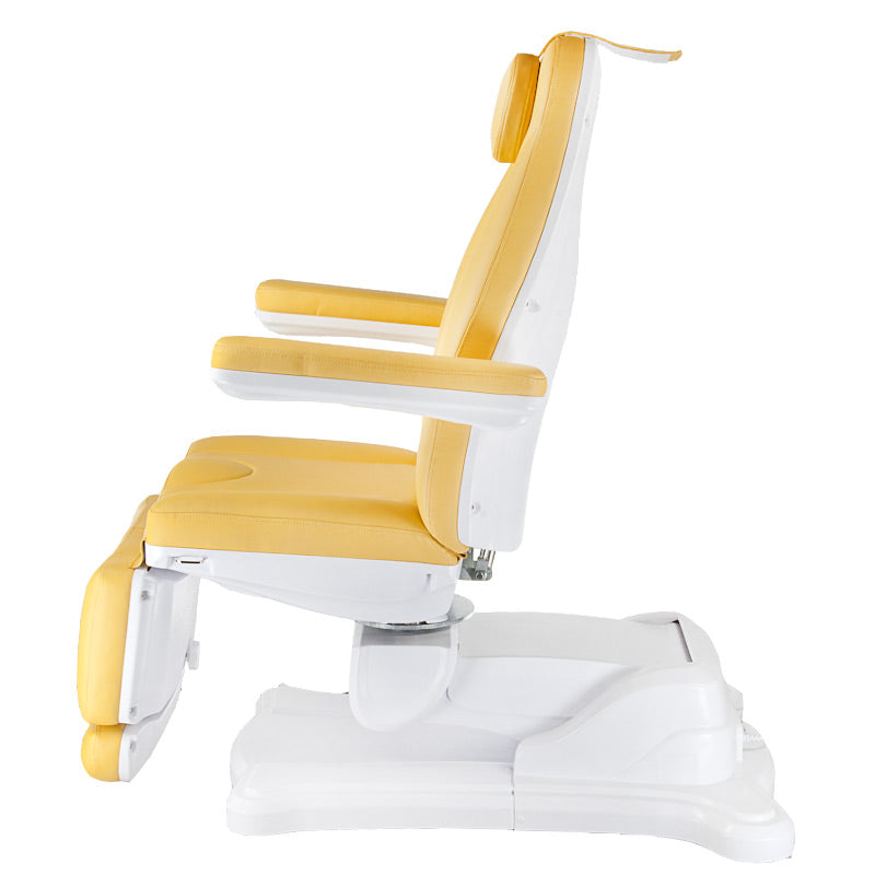 Mazaro electric cosmetic chair BR-6672B Miod by Beauty System, adjustable black leather salon chair with armrests and headrest.