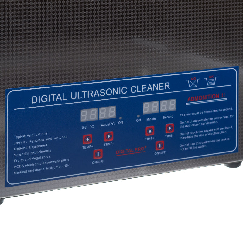 Beauty System 10L ultrasonic cleaner with 300W power, stainless steel tank, and digital controls for thorough cleaning.