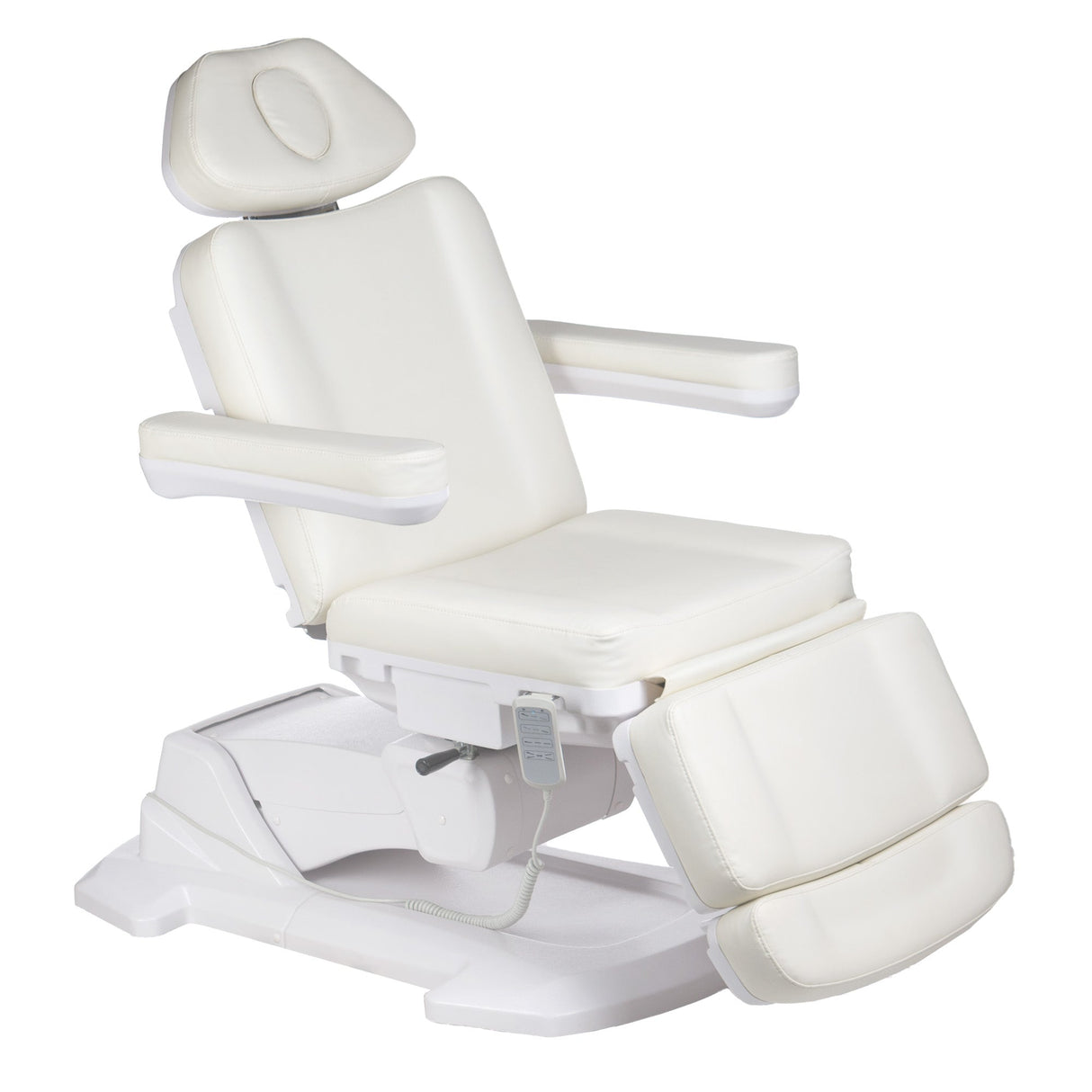 White electric cosmetic chair by Beauty System with heating function, designed for professional beauty treatments.