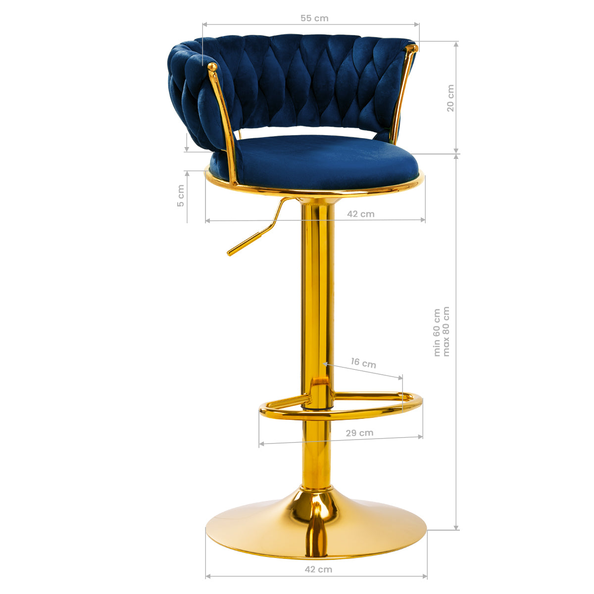 4Rico Bar Hocker QS-B313a navy velvet - BVShop