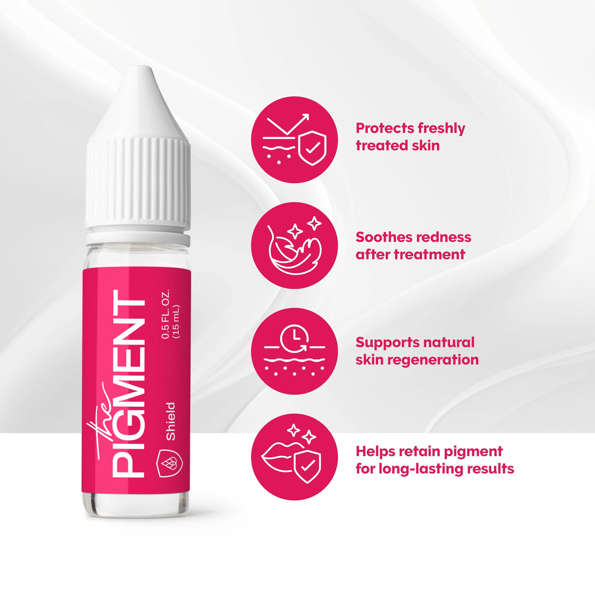 The Pigment Shield 15ml bottle from The Pigment brand, featuring a sleek design with clear labeling and a dropper cap.