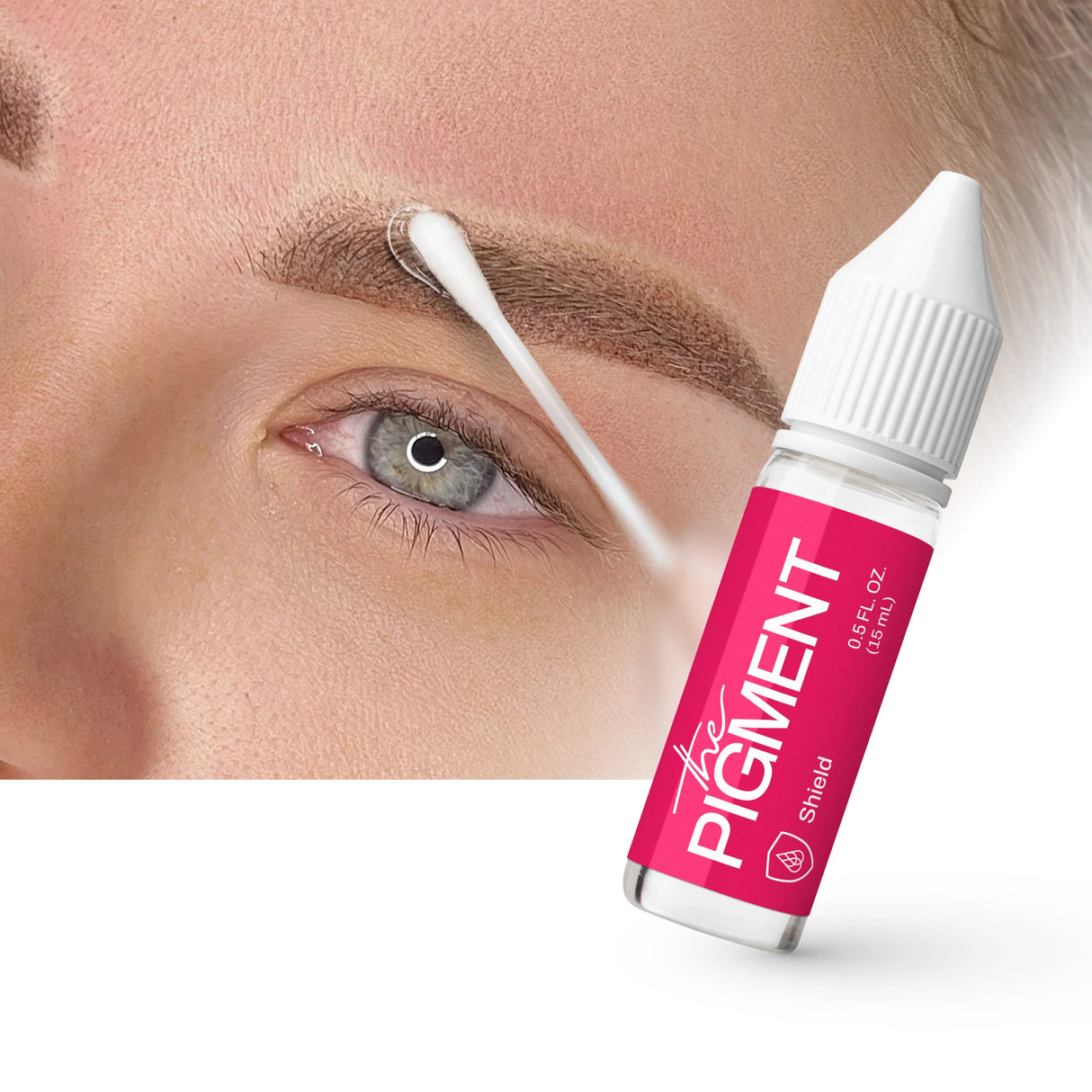 The Pigment Shield 15ml bottle from The Pigment with a sleek white and black label and a dropper cap, displayed against a clean background.