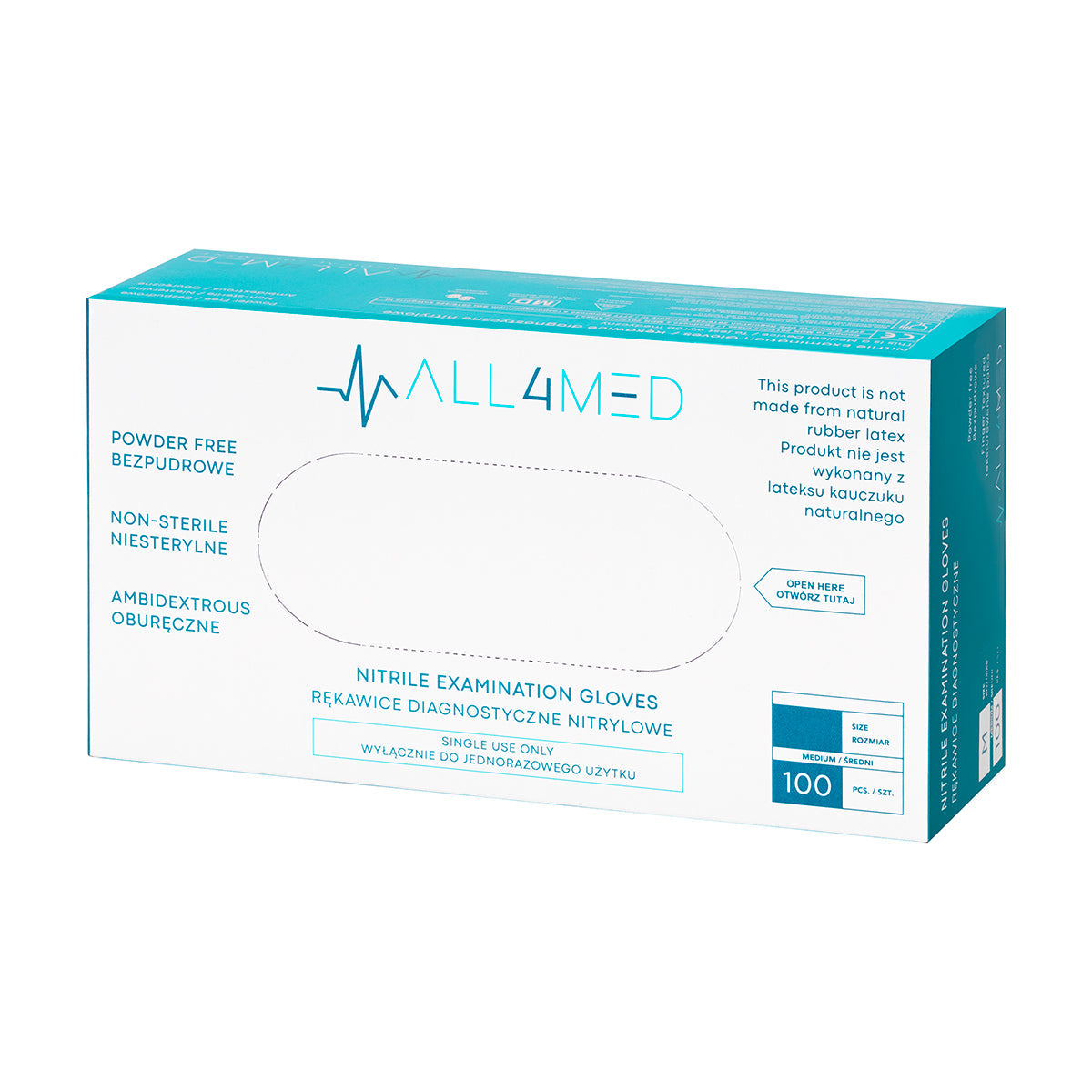All4med disposable diagnostic nitrile gloves black M 10x100 pieces - BVShop