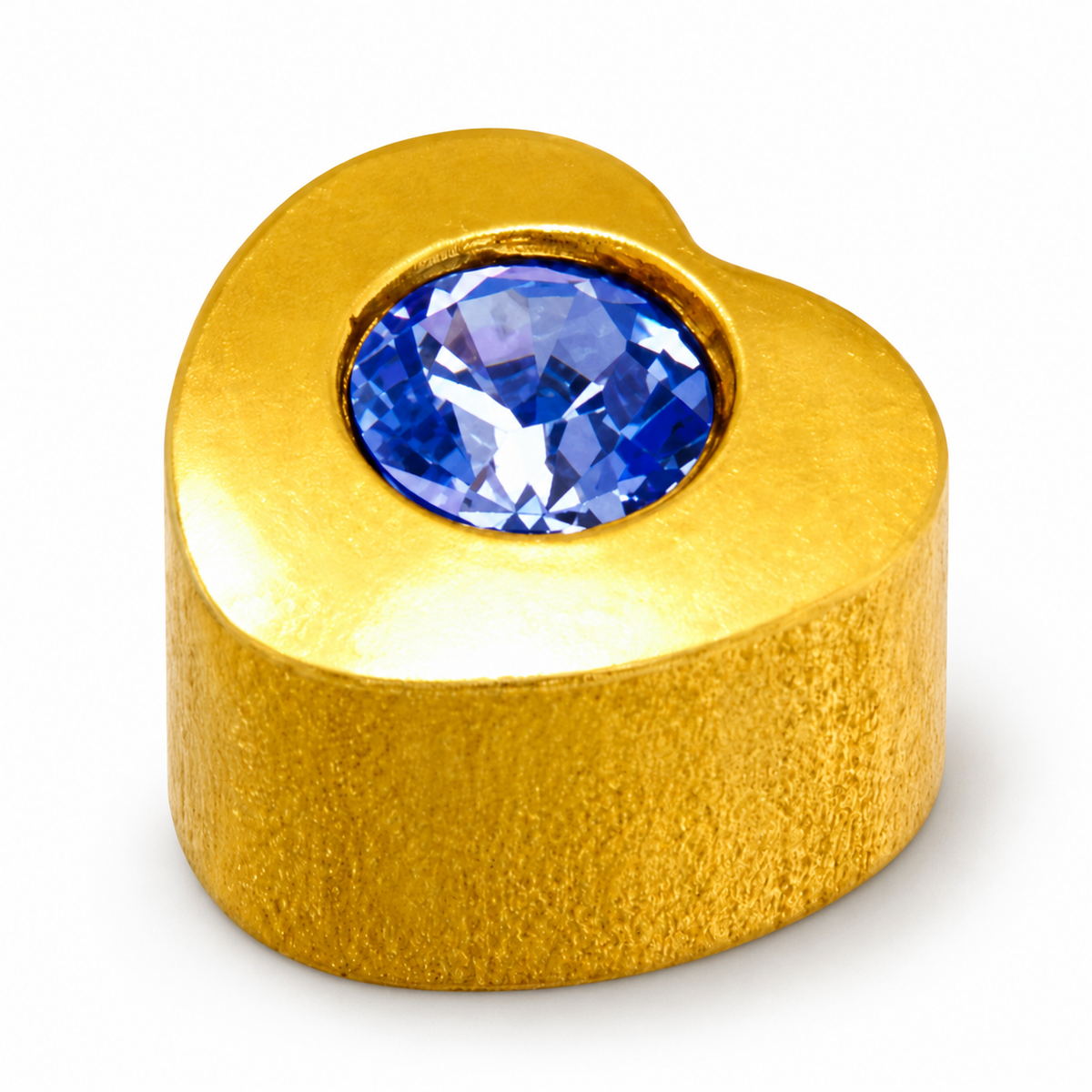 Caflon Blu Piercing Earrings Heart Sapphire 4 mm (24ct Gold Plated)
