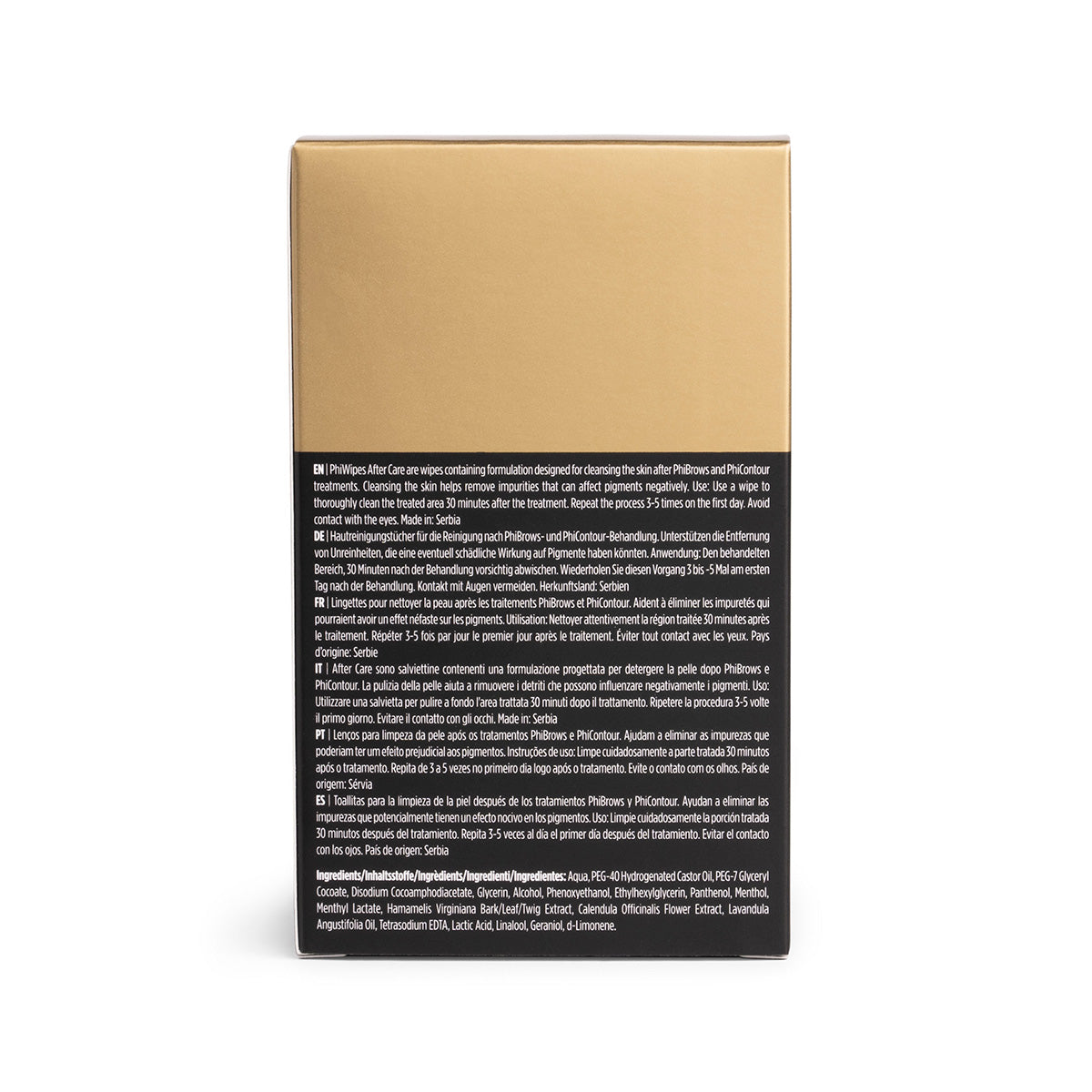 PhiAcademy Phi Wipes After Care 5pcs — After Care Wipes carton reverse label