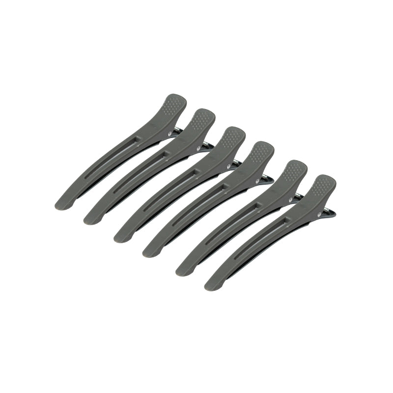 Clamps hairdressing clips for hair e-12b 6 pcs 11.5 cm gray - BVShop