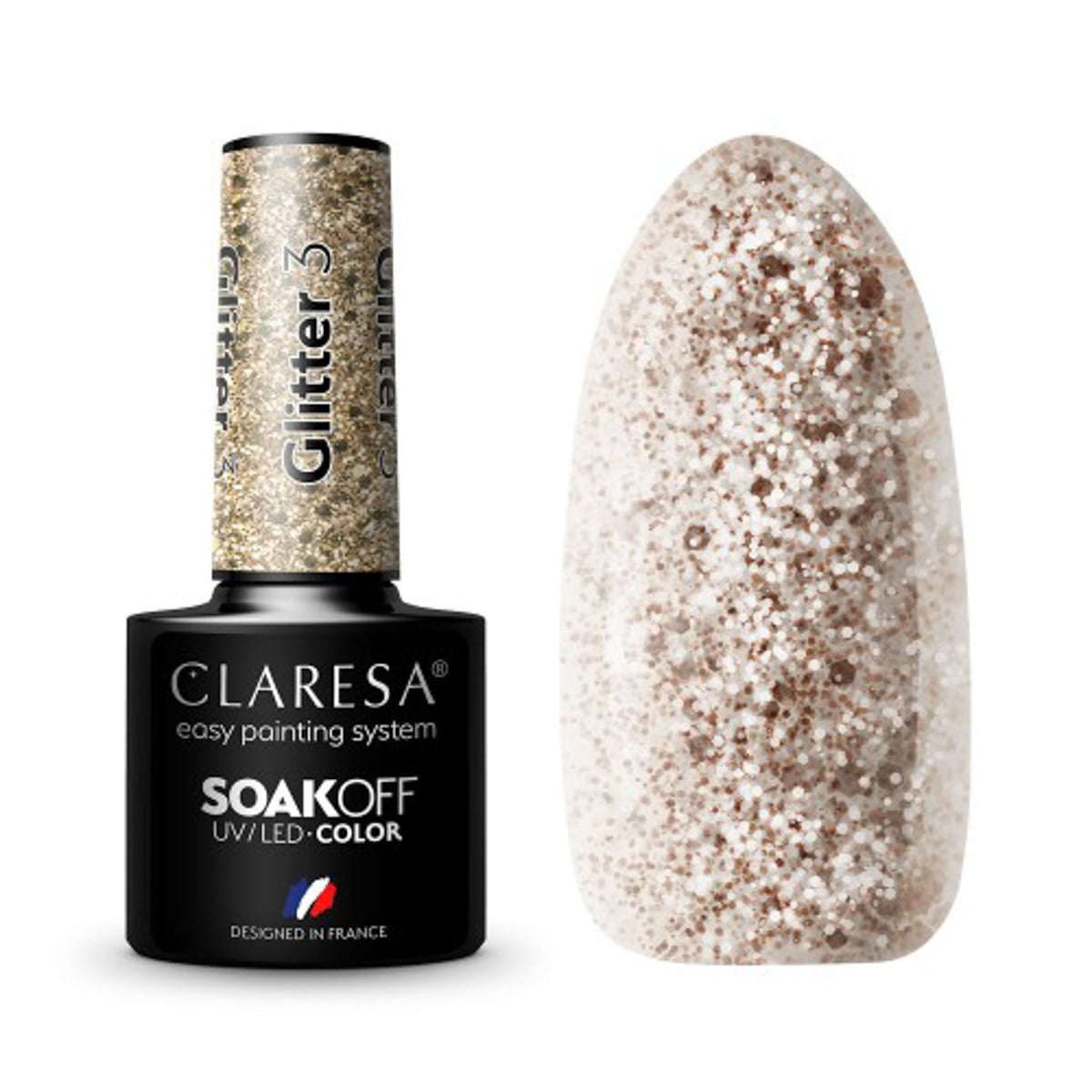 CLARESA Hybrid nail polish GLITTER 3 -5g - BVShop