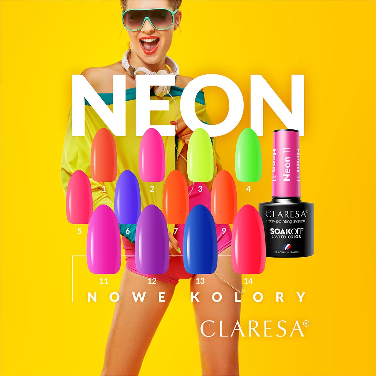 CLARESA Hybrid nail polish NEON 12 -5g - BVShop