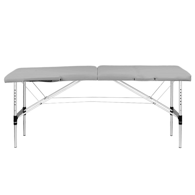 Folding massage table, aluminum, 2-section, gray, comfort - BVShop