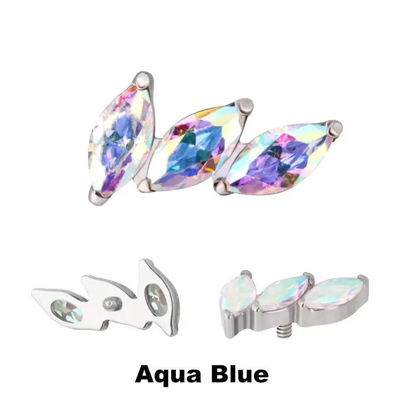 Titano žiedų antgaliai, 3 smaigalių lenktas vėduoklės formos