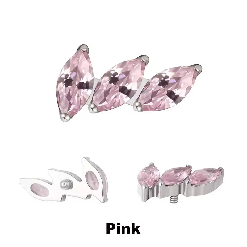 Titano žiedų antgaliai, 3 smaigalių lenktas vėduoklės formos