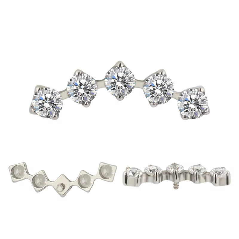 Titano žiedų patarimai su 5 smaigaliais ir cirkonio bezeliu