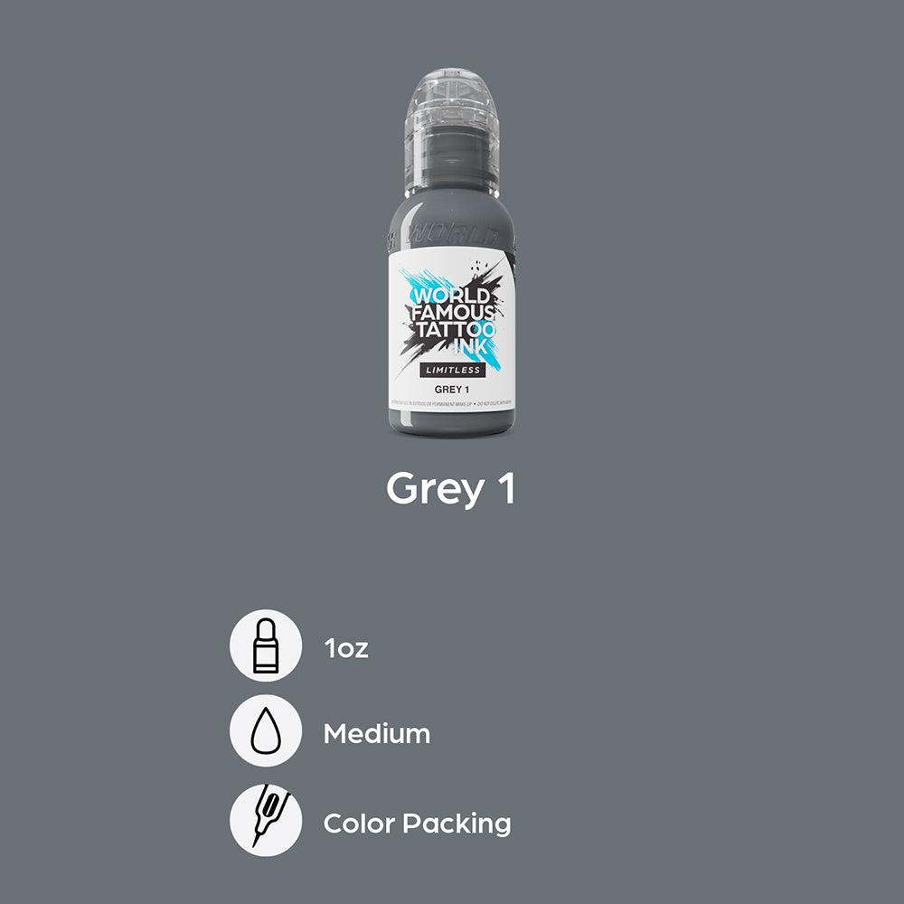 World Famous Limitless Tattoo Ink Grey 1 30ml - BVShop
