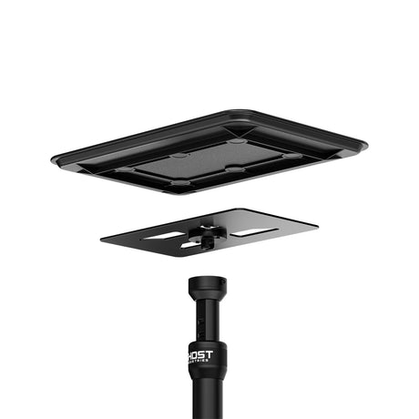 Ghost Tray Top Travel Tray Base Full System with aluminum accents, showing the sleek, modern design of the Ghost travel tray system.
