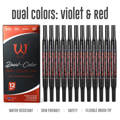 AVA Dual-Color Tattoo Marker Pen Red & Violet - BVShop