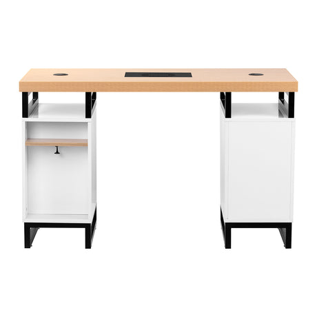 MOMO L02 manicure desk with dust absorber, featuring a sleek workspace with built-in dust extraction system for nail salon use.