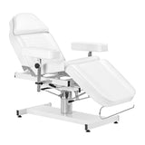 White SILLON Cosmetic Hydraulic Chair Sillon A 210DH with cradle, ideal for beauty salons, showcasing padded upholstery and adjustable features.