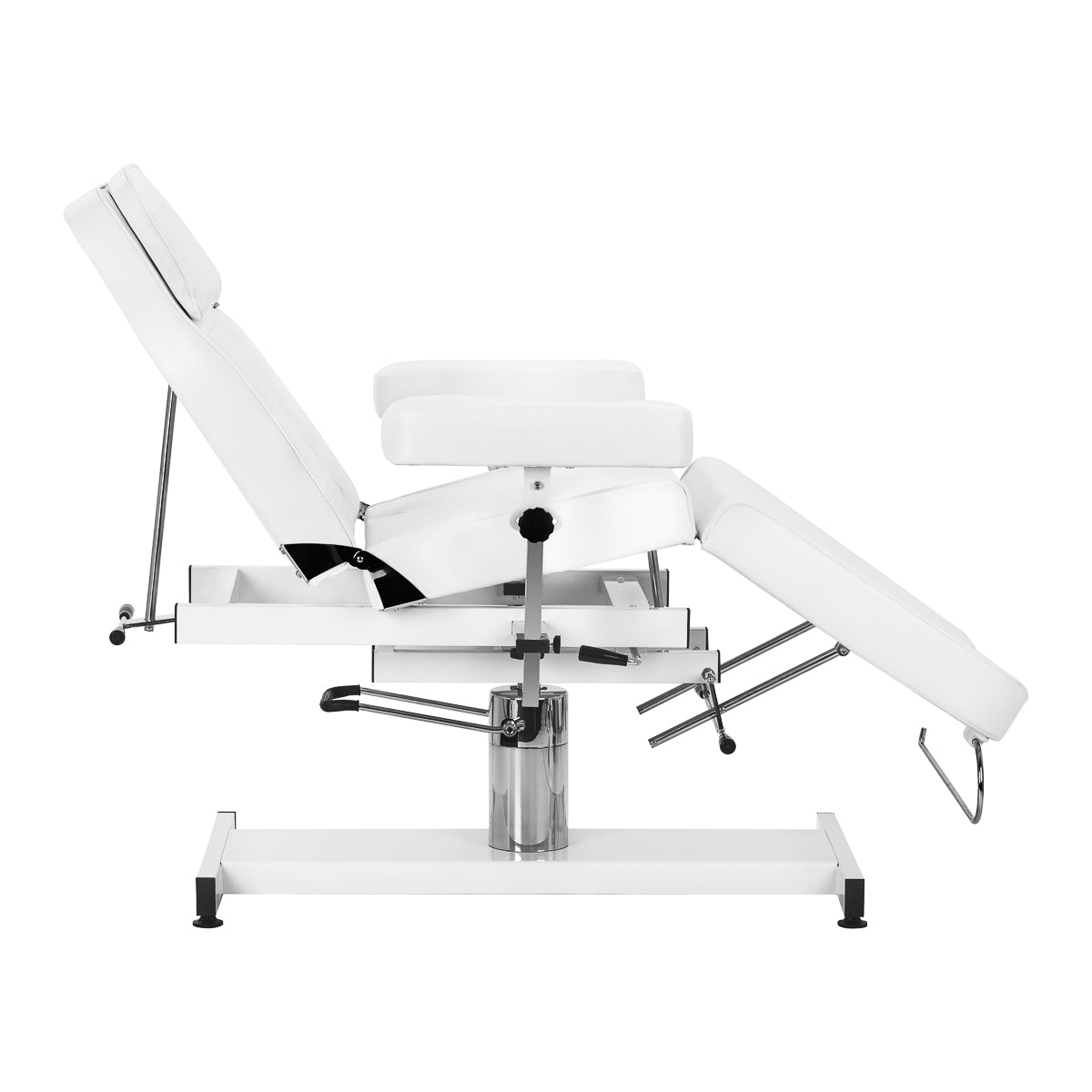 White cosmetic hydraulic chair Sillon A 210DH with cradle for beauty salon, adjustable height and comfortable seating