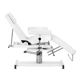 White cosmetic hydraulic chair Sillon A 210DH with cradle for beauty salon, adjustable height and comfortable seating