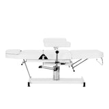 White Cosmetic Hydraulic Chair Sillon A 210DH with cradle for beauty salon use, featuring adjustable height and cushioned seating.