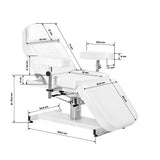 White cosmetic hydraulic salon chair with cradle by SILLON, designed for beauty salon use and adjustable for client comfort.