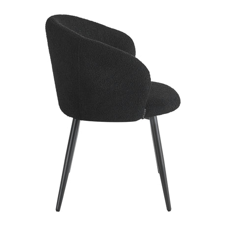 4RICO Asola black sherpa chair with rounded backrest and black metal legs