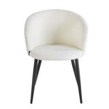 4RICO Asola white sherpa chair with rounded backrest and black metal legs