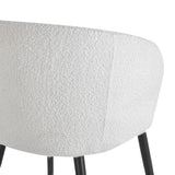 4RICO Asola white sherpa chair with rounded backrest and black metal legs