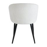 4RICO Verso white sherpa chair with contoured backrest and black metal legs