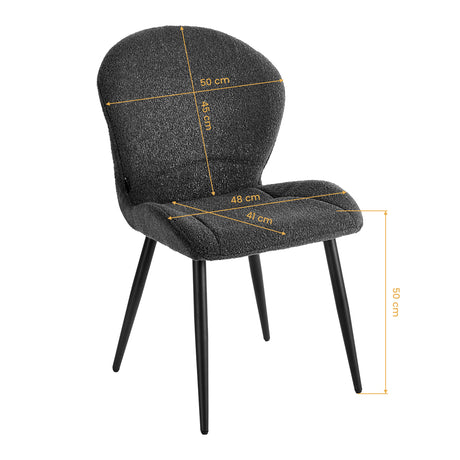 4RICO Lucente black sherpa chair with profiled backrest and black metal legs