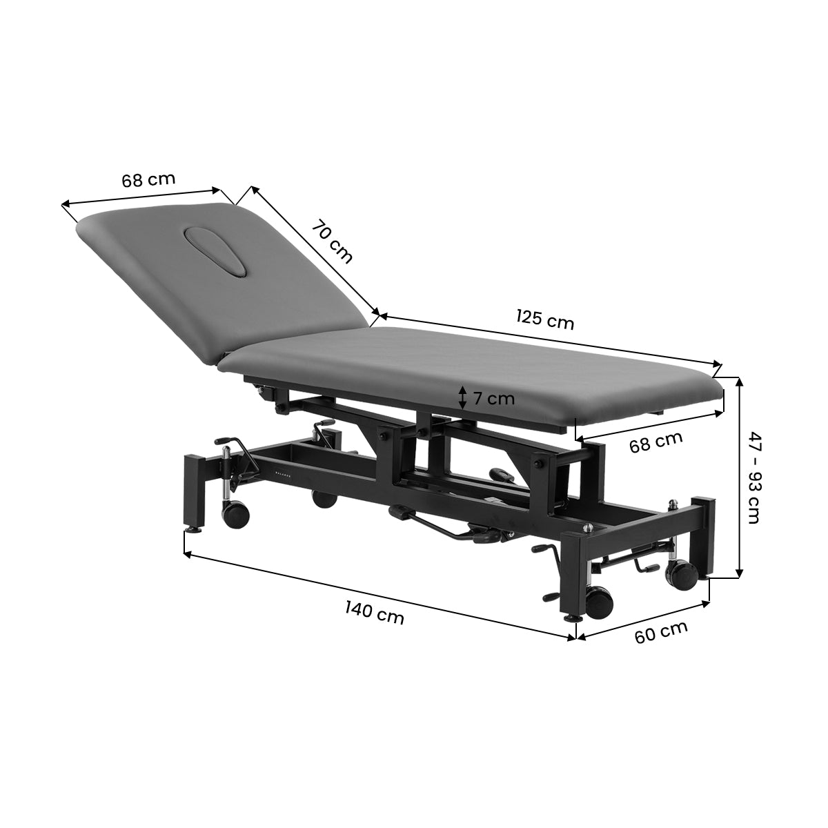 BALANCE Solidum 5 grey physiotherapy table in treatment position