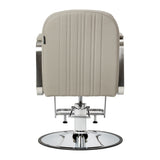 Beige Gabbiano Acri hairdressing chair with padded seat and backrest, adjustable height, and modern design.