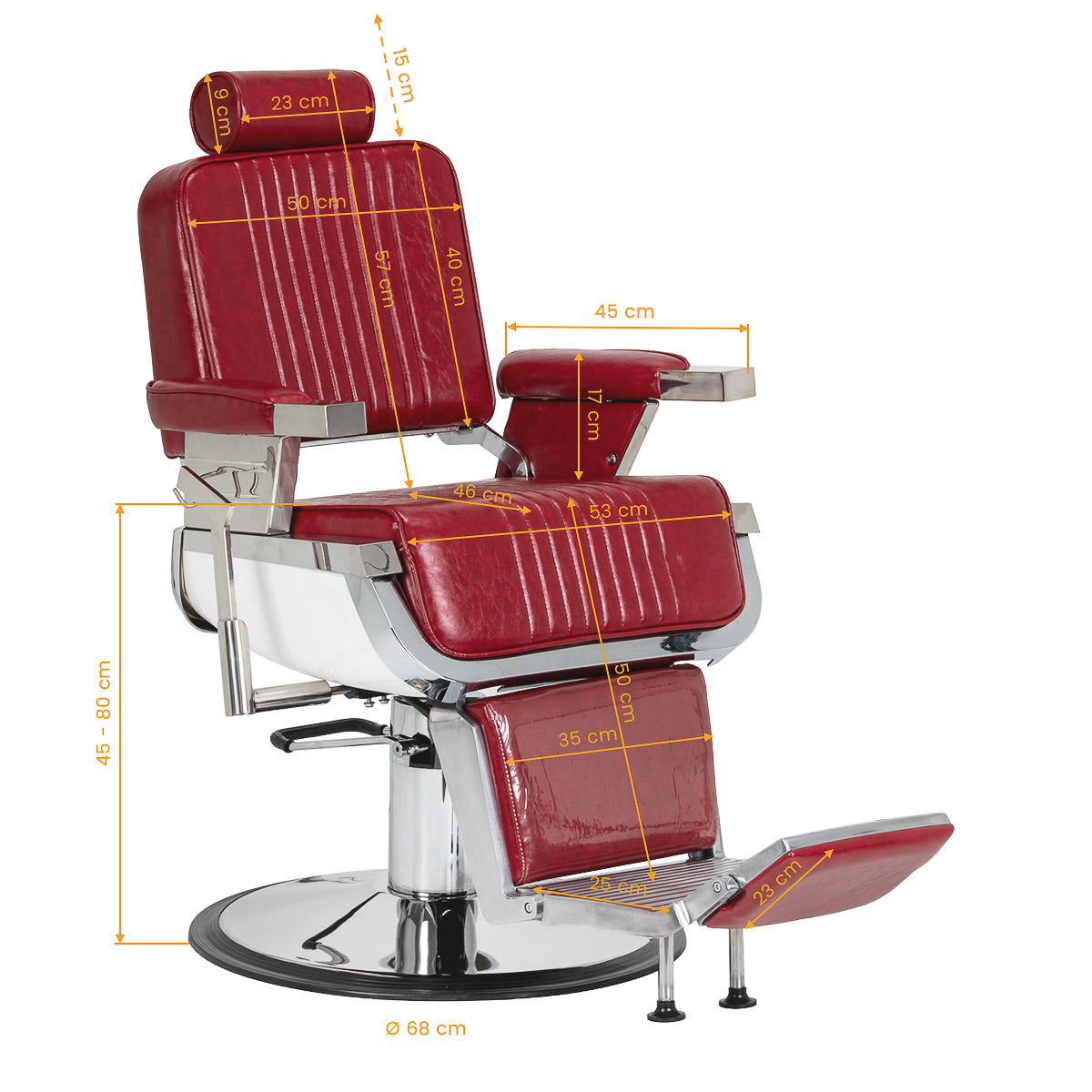 Gabbiano Royal X red barber chair dimensions salon furniture