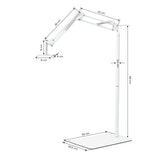 GLOW reguliuojamas UV/LED pedikiūro lempos stovas – baltas; matmenų brėžinys, 33 × 20,5 cm pagrindas