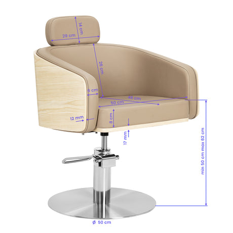 Gabbiano Wratislavia hairdressing chair beige chrome base - BVShop