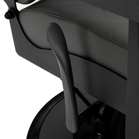 Reclining backrest detail on Gabbiano Bruno graphite barber chair